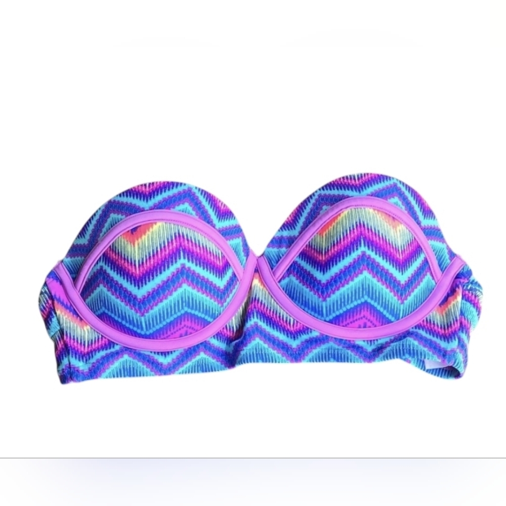 Exhilaration Retro Bright Colored Bikini Top Club Festive, size small, NWOT